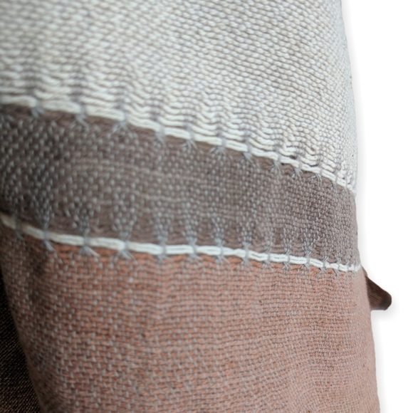 Hand loomed tribal top w fringe | beige & brown - Picture 2 of 2